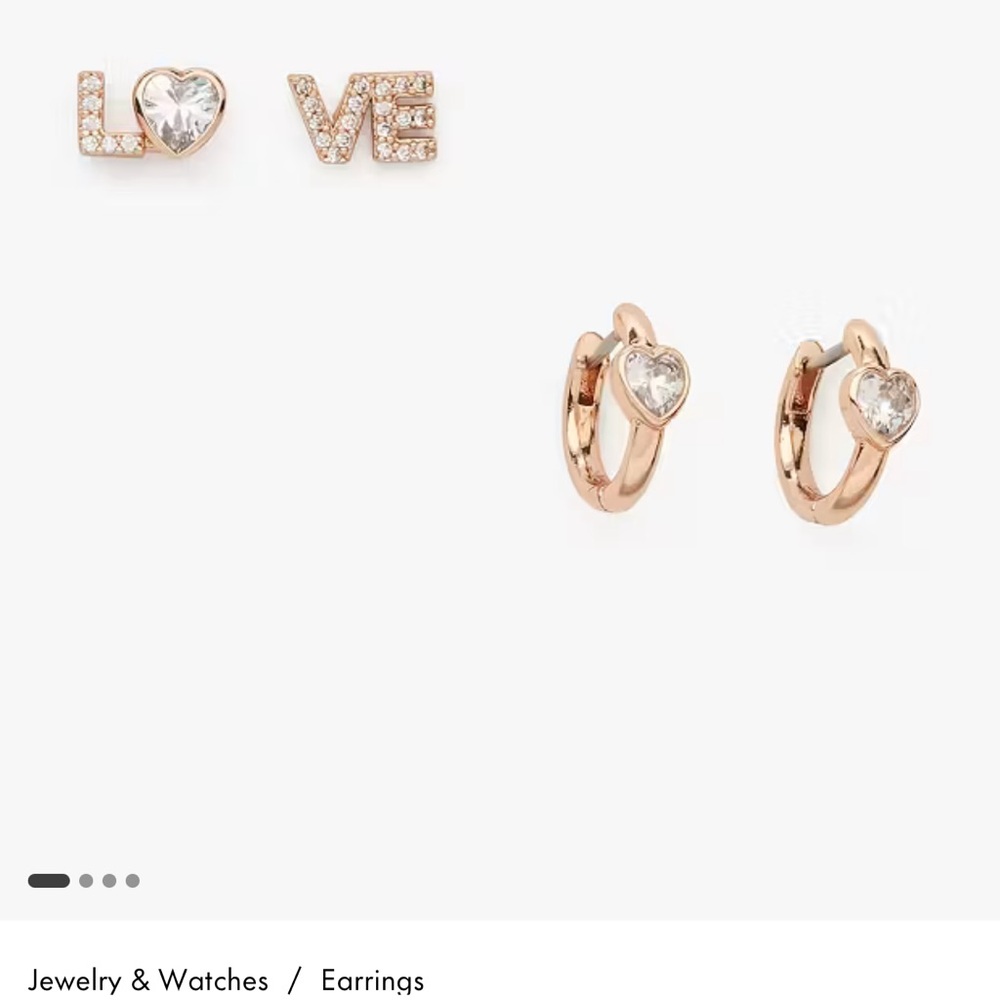 Kate spade tiny twinkles Rose Gold Heart Earrings and LOVE Studs